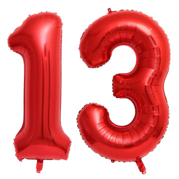40 Inch Red 13 Number Balloons Giant 13 Or 31 Balloons Red Birthday 13 Balloons 13Th Birthday Anniversary Events Party Decoratio