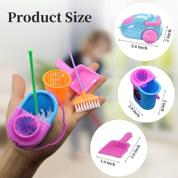 Doll House Accessories And Furniture Set, Miniature Bucket Doll Housework Cleaning Supplies Mini Dollhouse Accessories Dollhouse