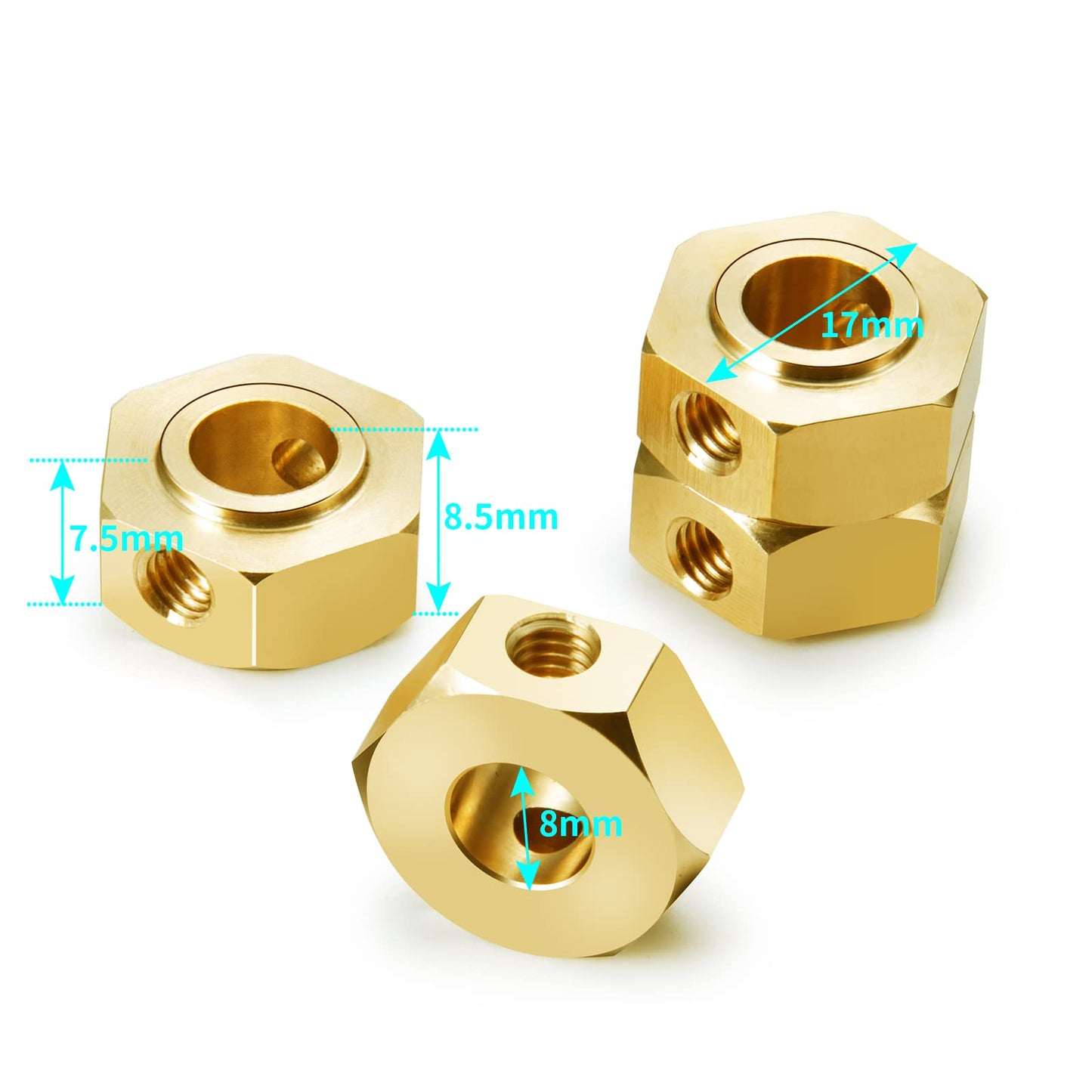 QUPA AM STORE RC Brass Wheel Hub Hex Adapter 7.5mm 4PCS for 1/6 Axial SCX6 Upgrades RC Crawler Car