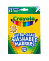 Crayola Ultra Clean Fine Line Markers (12ct), Washable Markers for Kids, Arts & Crafts, Coloring Book Markers, Toddler Gifts