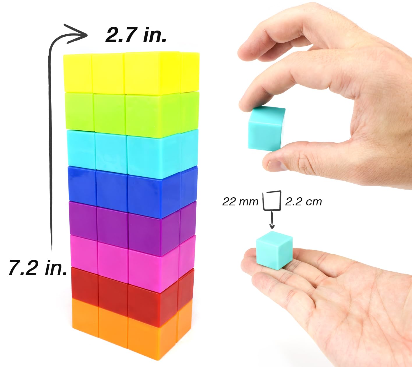 Brainspark Digit Blocks 48Pcs Magnetic Blocks Multi-Color, Magnet Building Blocks For Toddlers, Stacking Cubes, Preschool Stem Magnet Toys For Kids Ages 3-9