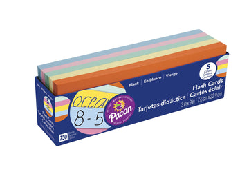 Pacon Blank Flash Cards, Assorted Colors, 3 X 9 Inches, Pack Of 250