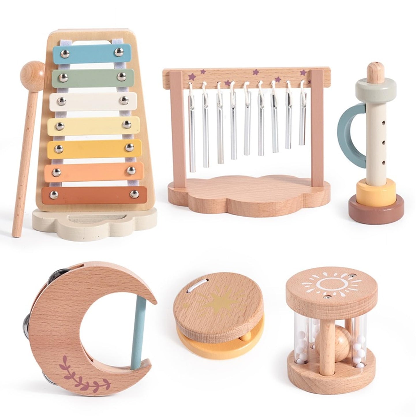 Smartwo Baby Montessori Musical Instruments Wooden Percussion Xylophone Musical Toys for Toddlers Sensory Toys for 18+ Month Old Kids Preschool Educational Birthday Gift for Ages 2 3
