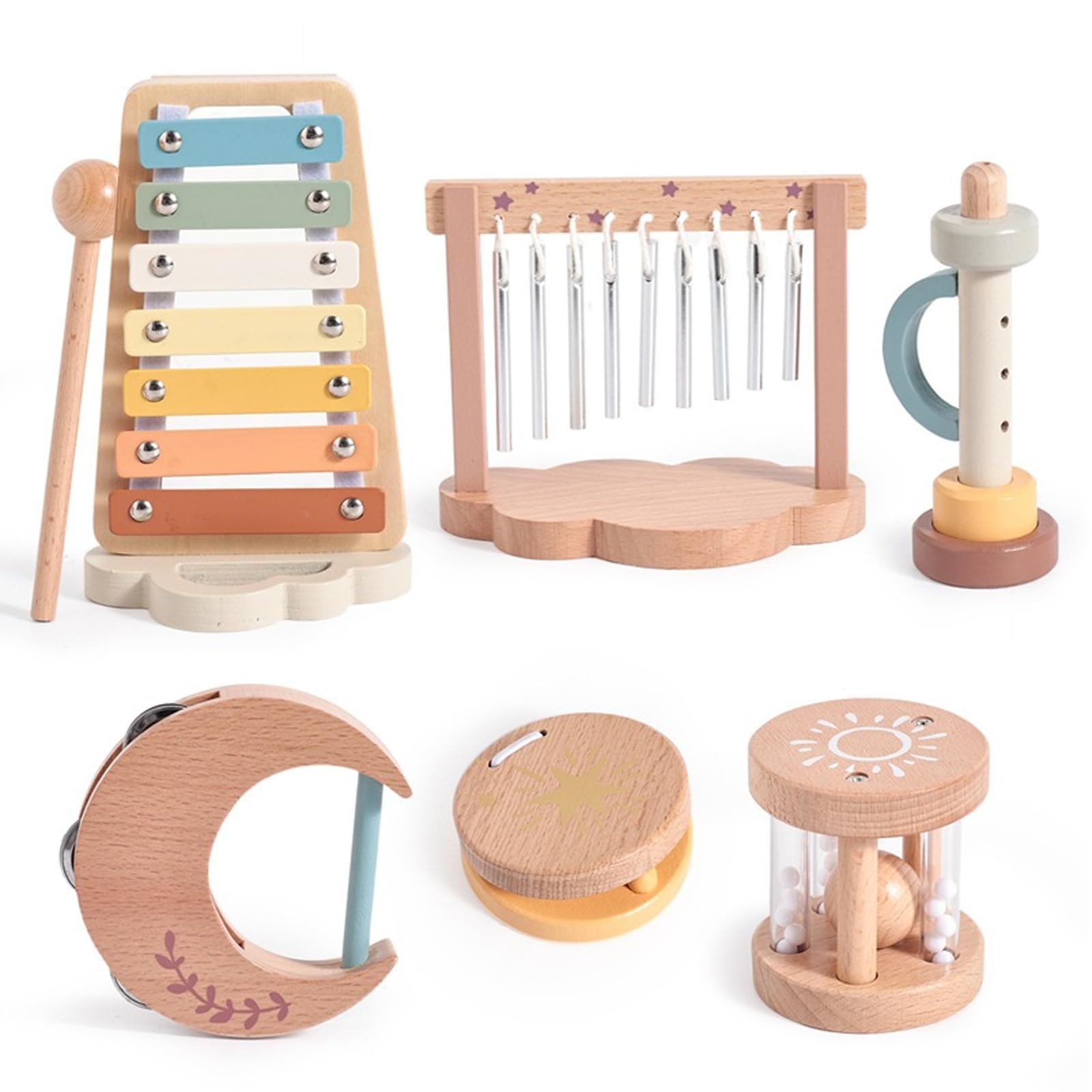 Smartwo Baby Montessori Musical Instruments Wooden Percussion Xylophone Musical Toys for Toddlers Sensory Toys for 18+ Month Old Kids Preschool Educational Birthday Gift for Ages 2 3