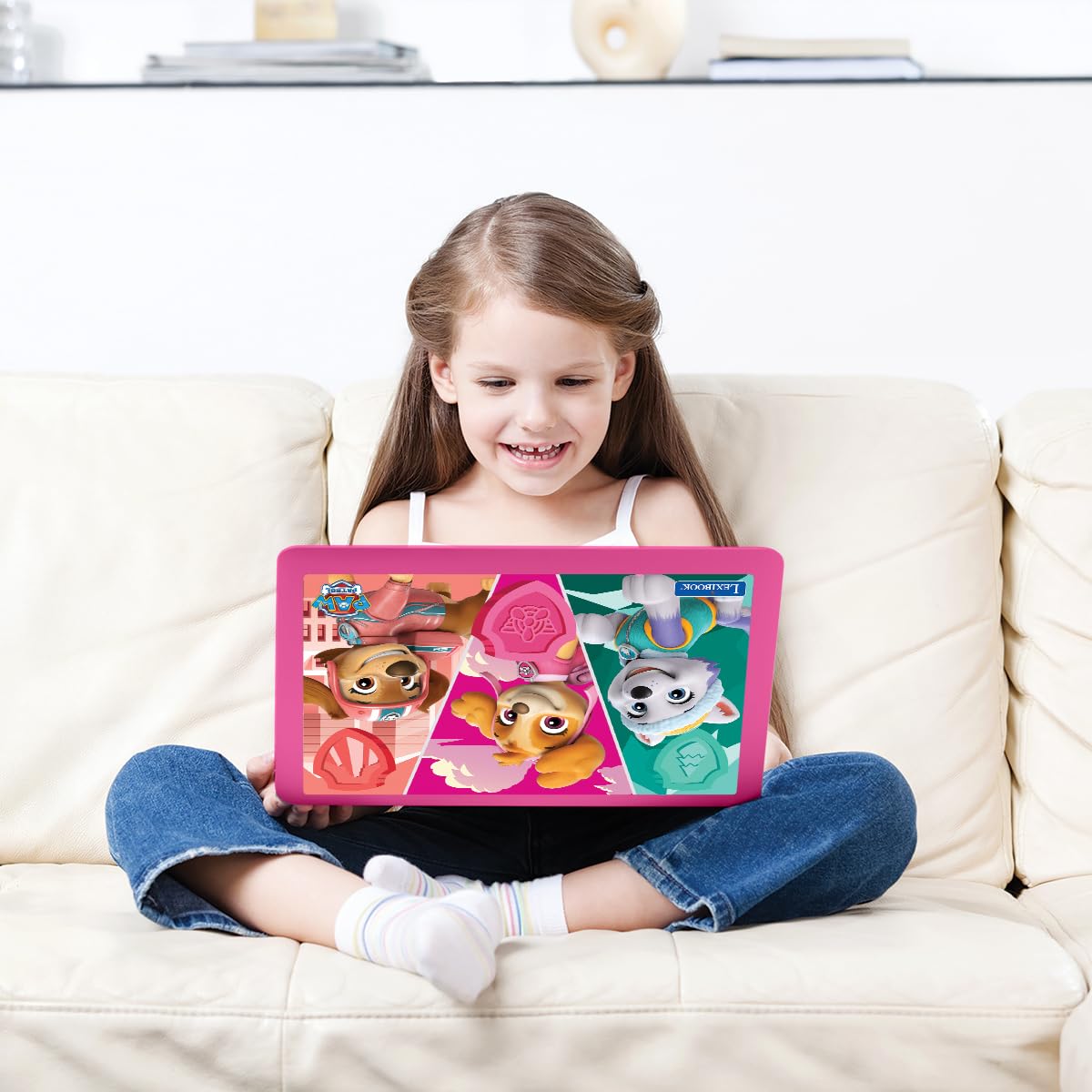 LEXiBOOK Paw Patrol Bilingual Educational Laptop, 170 Activities, 13.38x1.81x0.1 inches, Plastic, Pink/Blue, Model JC599PAGi2