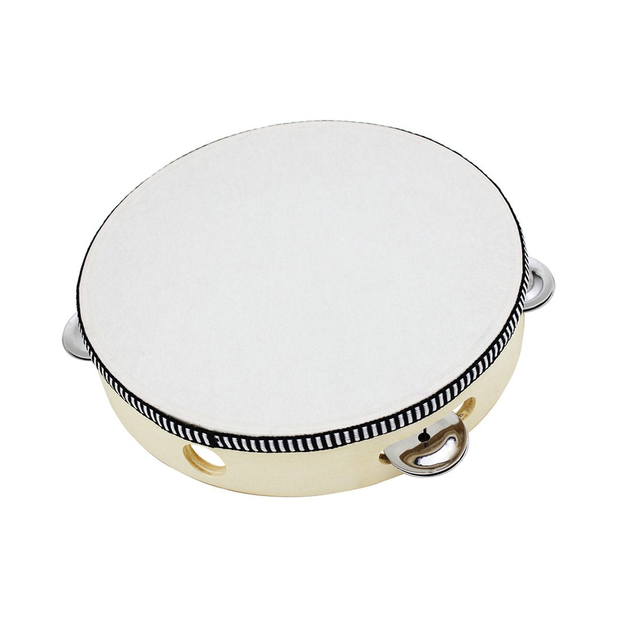Supvox 8 Inch Tambourine Drum Bell Hand Held Wooden Jingles Percussion Musical Instrument Educational Toy For Party Kids Games