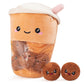 Nenalayo Cute Bag Of Boba Tea Plushies Toy, Stuffed Bubble Tea Plush Pillow, Removable Soft Snack Tea Cup Shaped Pillow Creative Gifts For Kids 13.7 Inch(6 Dolls Brown)