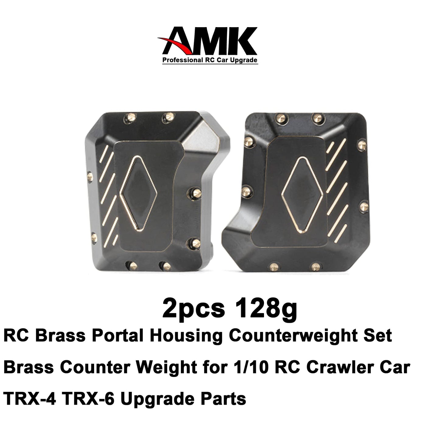 AMK TRX4 Brass Diff Cover 2PCS Front and Rear Axle Diff Cover TRX4 Portal Axle Housing for 1/10 RC Crawler TRX6 TRX4 Upgrade Par
