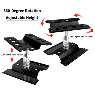 RC Car Work Stand Aluminum Repair Workstation 360 Degree Rotation Lift Lower w/Screw Tray Tools for 1/10 1/12 1/16 Scale Traxxas