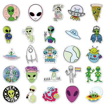 Alien Stickers, Cool Ufo Stickers For Teens,Vinyl Waterproof Stickers, Laptop Skateboard Computer Stickers For Kids, Teens, Adul