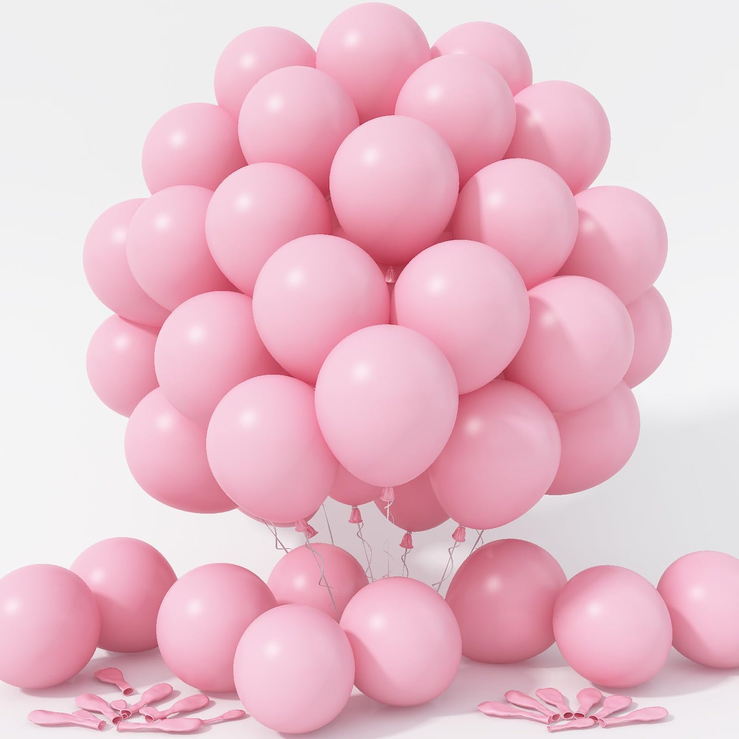 Jobkoo Pastel Pink Balloons 12 Inch, 100 Pack Baby Pink Balloon Light Pink Latex Balloons Matte Pale Soft Macaron Pink Helium Ba