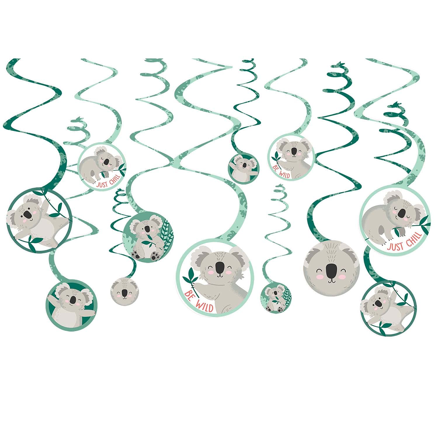 Koala Hanging Swirl Cutout Decorations | 12 Pcs.