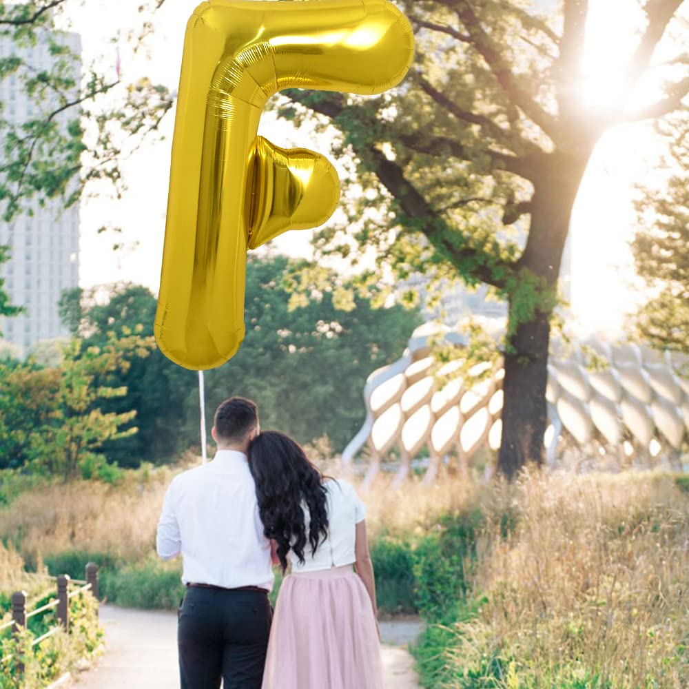 Toniful 40 Inch Large Gold Letter F Balloons Helium Balloons,Foil Mylar Big Balloons For Birthday Party Anniversary Supplies Dec