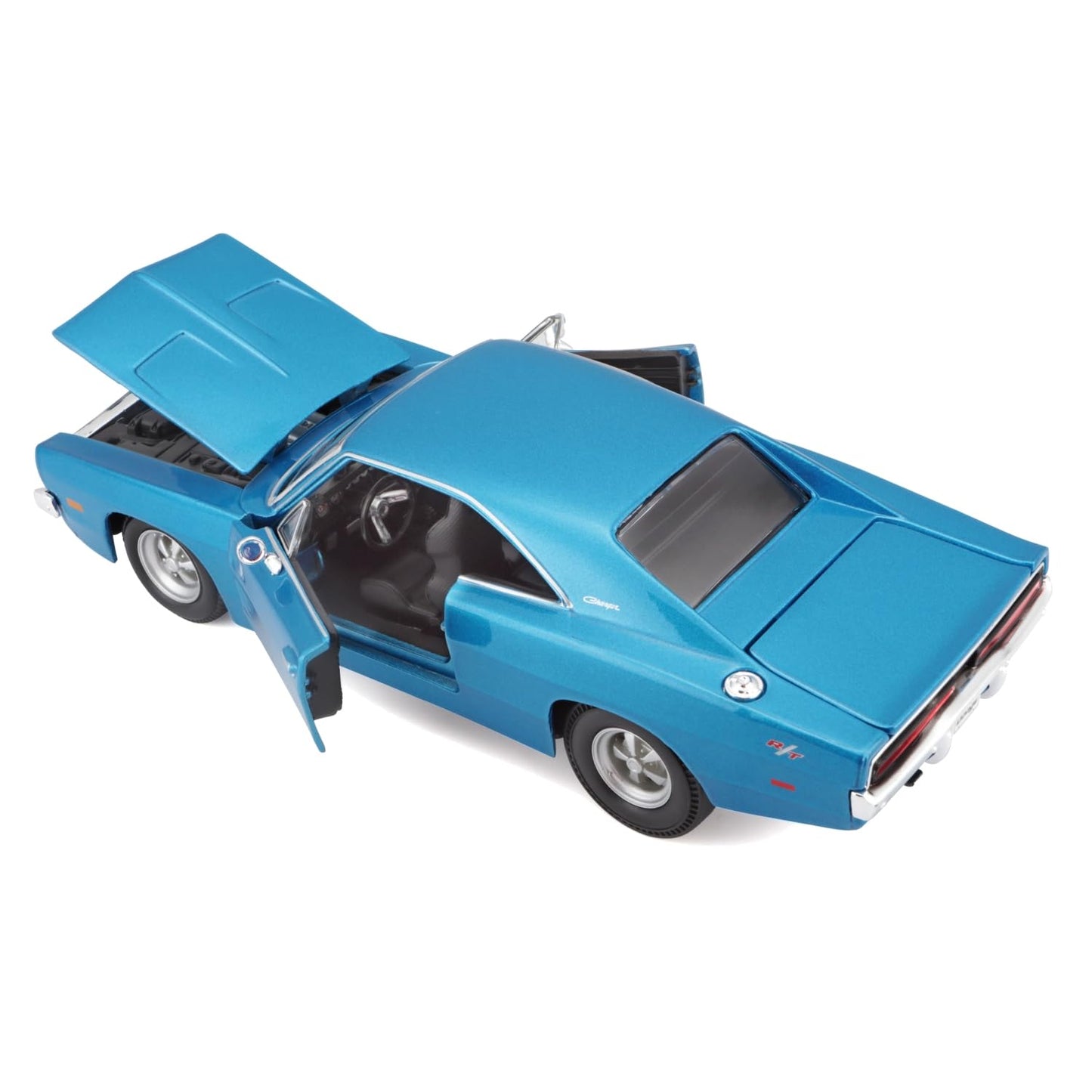 MAISTO 1969 Dodge Charger R/T Diecast Model Car 1:25 Blue Rubber 31256bl