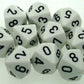 Chessex Dice Sets: Opaque White with Black - Ten Sided Die d10 Set (10)