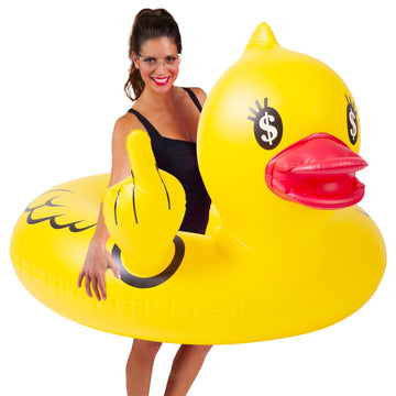 Float Joy Inflatable Duck Pool Float for Adults, Large 36.2" PVC Ring, Perfect for Lake & Beach Pool Parties