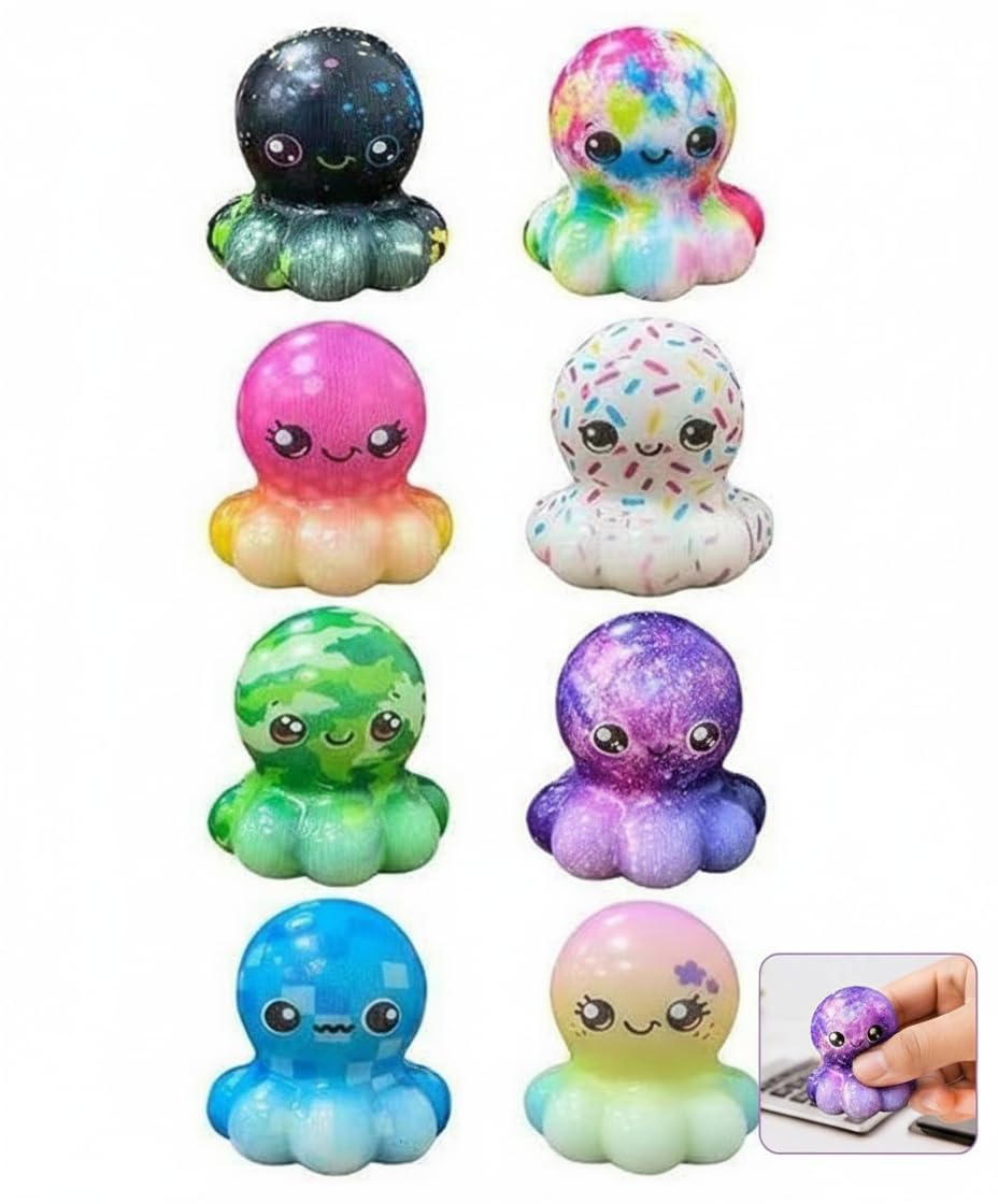 8 Pcs Octopus Butter Squishy Toys, Slow Rising Fidget Squishies