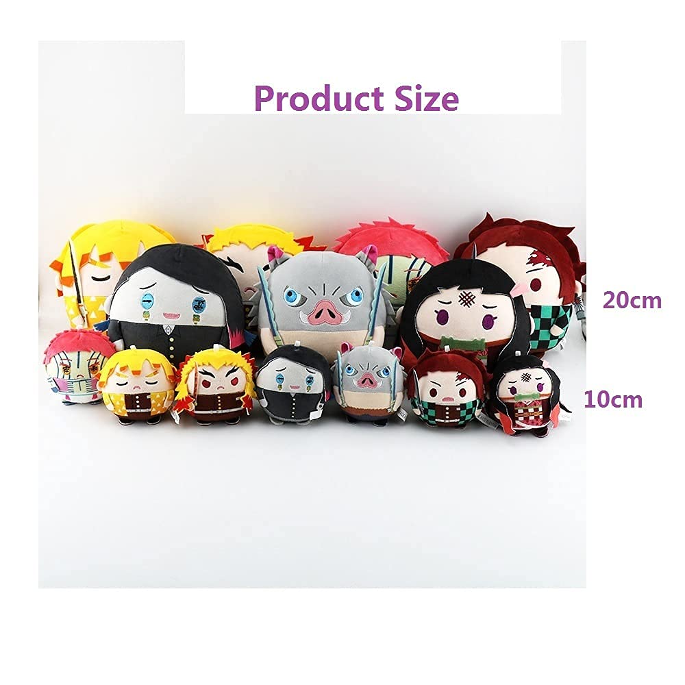 Zifunmur Anime Plush Doll Toy Tanjirou Nezuko Stuffed Plushie Figures Keychain Decoration Kids Gifts Halloween Cosplay Props (Hashibira Inosuke, 20Cm/7.87Inch)