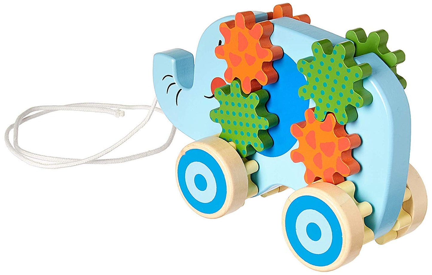 Applesauce Wooden Pull Infant Development Educational Baby Toys (Elephant), Blue