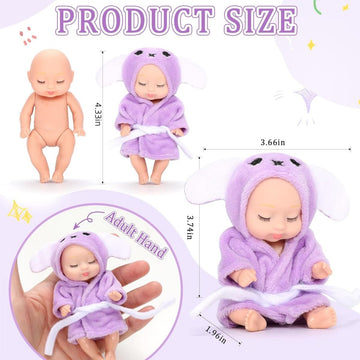 Tisden 4 Inch Mini Baby Dolls 6Pcs Set Realistic Baby Dolls Toys With Cute Handmade Doll Clothes For Suitability Kids 3 And Up (