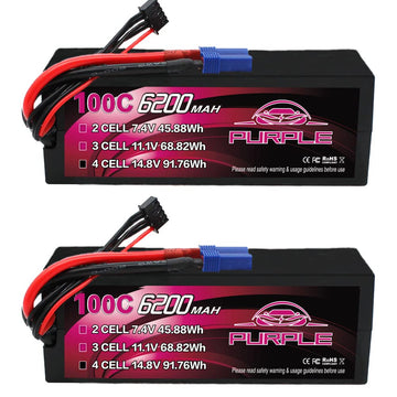 CNHL 6200mAh 4S Lipo Battery 100C 14.8V lipo Battery Hard Case with EC5 Plug for RC Car Racing Truck Boat Tank Buggy Truggy(2 Pa