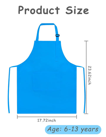Iagbibui Kids Apron And Chef Hat Set, 16 Pieces Boys Girls Kids Apron With 2 Pockets Adjustable For Cooking Classroom Baking Pai