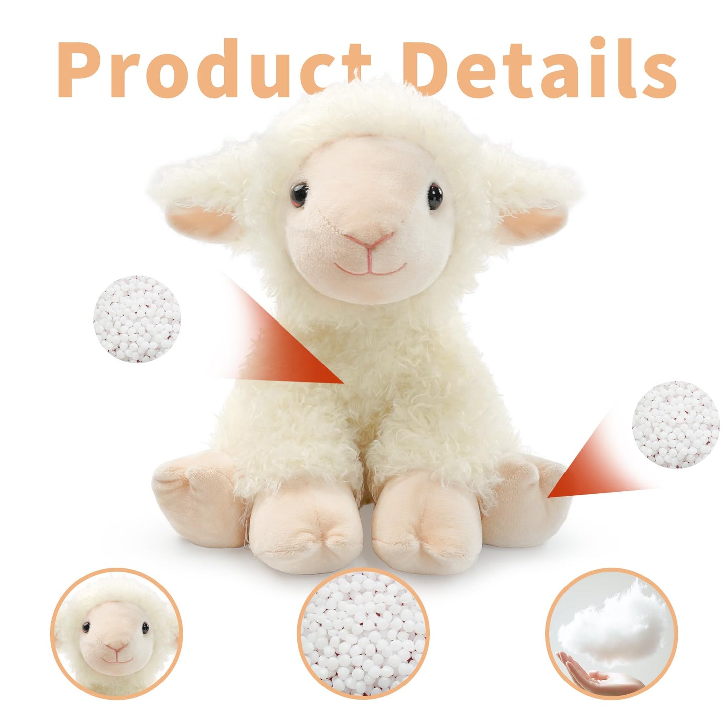Plush Lamb Sitting Toys Stuffed Animal  Realistic Sheep Stuffed Toy Characters Stuffed Filled in Limbs 8.5 Inch Soft Huggable Gifts for Kids with Stuffed Animals Birthday Gift for Girls Boys