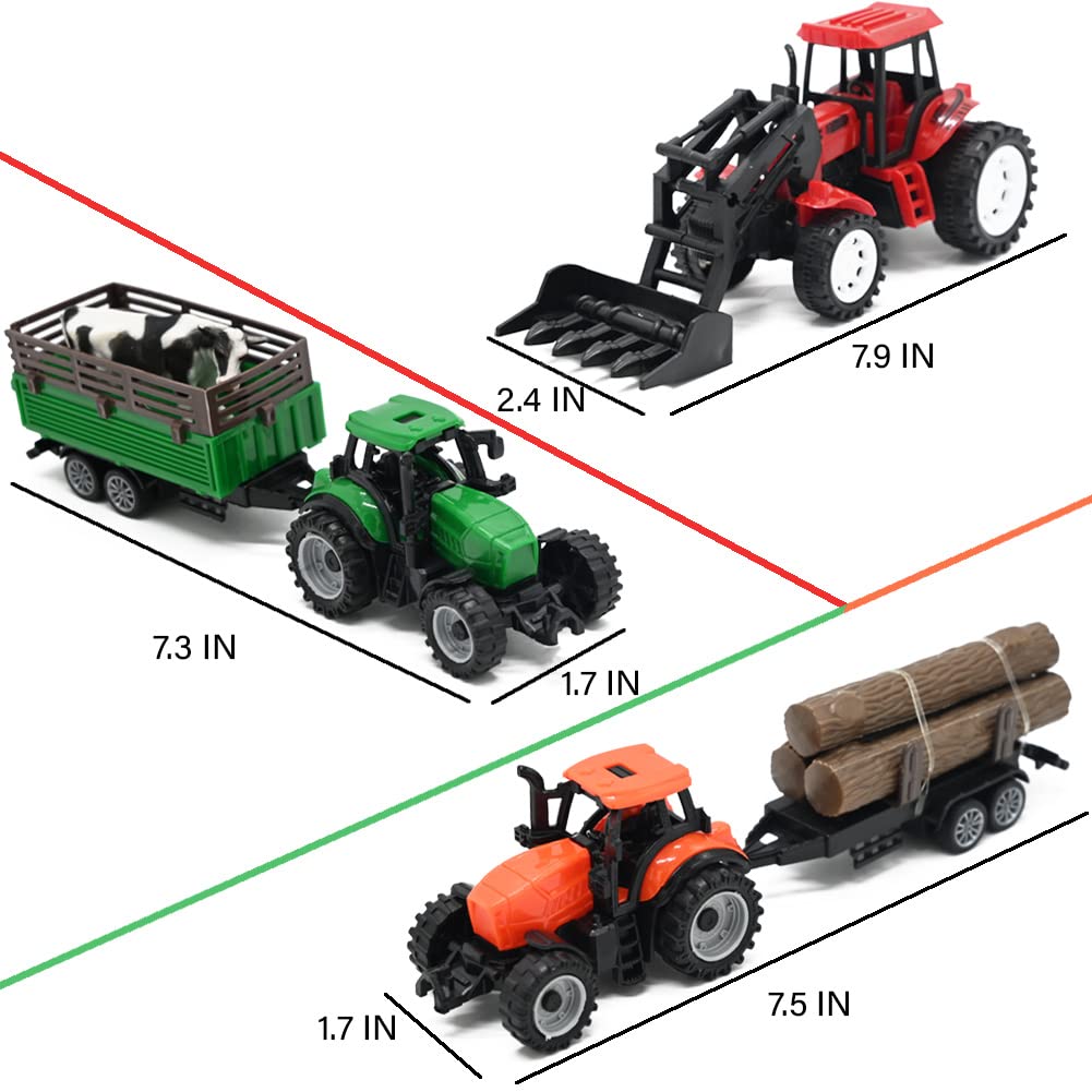Farm Animals Figures Playset, 40 Pcs Farm Toy Tractor With Plastic Farm Animals Figurines, Farmer And Fence Farm Playset, Farm Figures Farmer Truck Toy With Trailer For Kids Boys Girls Toddlers 3+