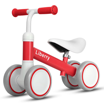 Liberry Baby Balance Bike For 1 Year Old Girls, 4 Wheels Toddler Balance Bike With Adjustable Seat, 12-36 Months Infant'S First Birthday Gift (Red)