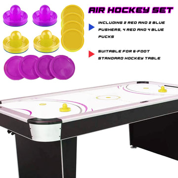 Inscool Air Hockey Pushers And Air Hockey Pucks Air Hockey Paddles, Goal Handles Paddles Replacement Accessories For Game Tables(4 Yellow And Purple Pushers, 8 Yellow And Purple Pucks)
