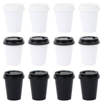12 Set Dollhouse Miniatures Coffee Cups 1:12 Mini Takeaway Coffee Cup Miniature Dollhouse Accessories Mini Things For Mini Coffe