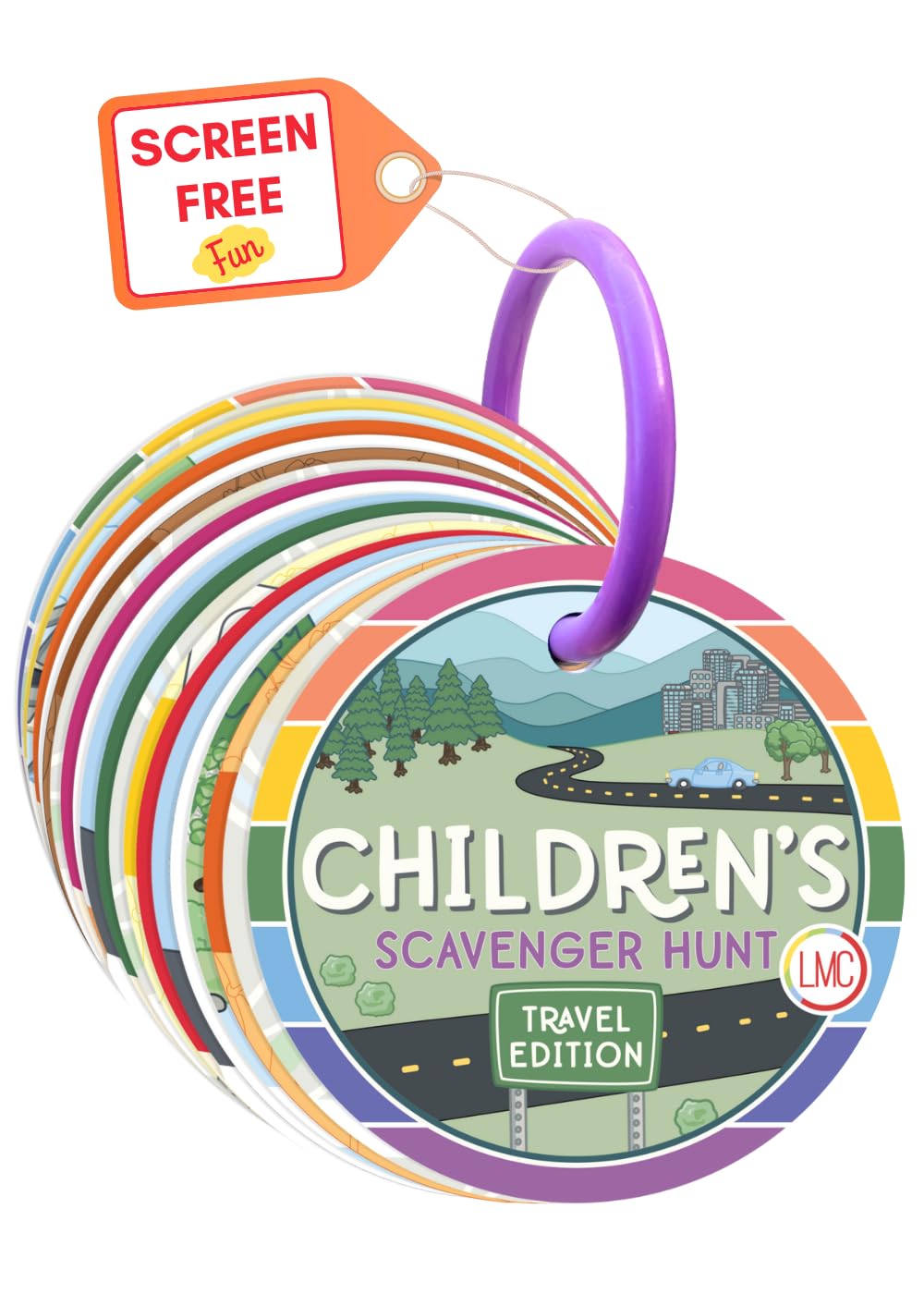 LMC Products Children's Scavenger Hunt Cards - Educational Games for Ages 2+ - Travel Edition - 3.5"x3.5"x1.5" - Plastic