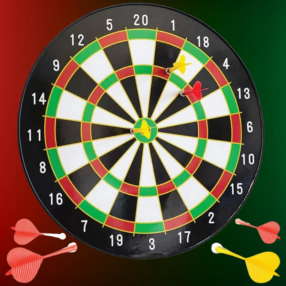 PlayMagic Magnetic Dart Board Set  13 Inch Board with 6 Magnetic Darts | Safe Indoor & Outdoor Dart Game for Kids, Boys & Girls