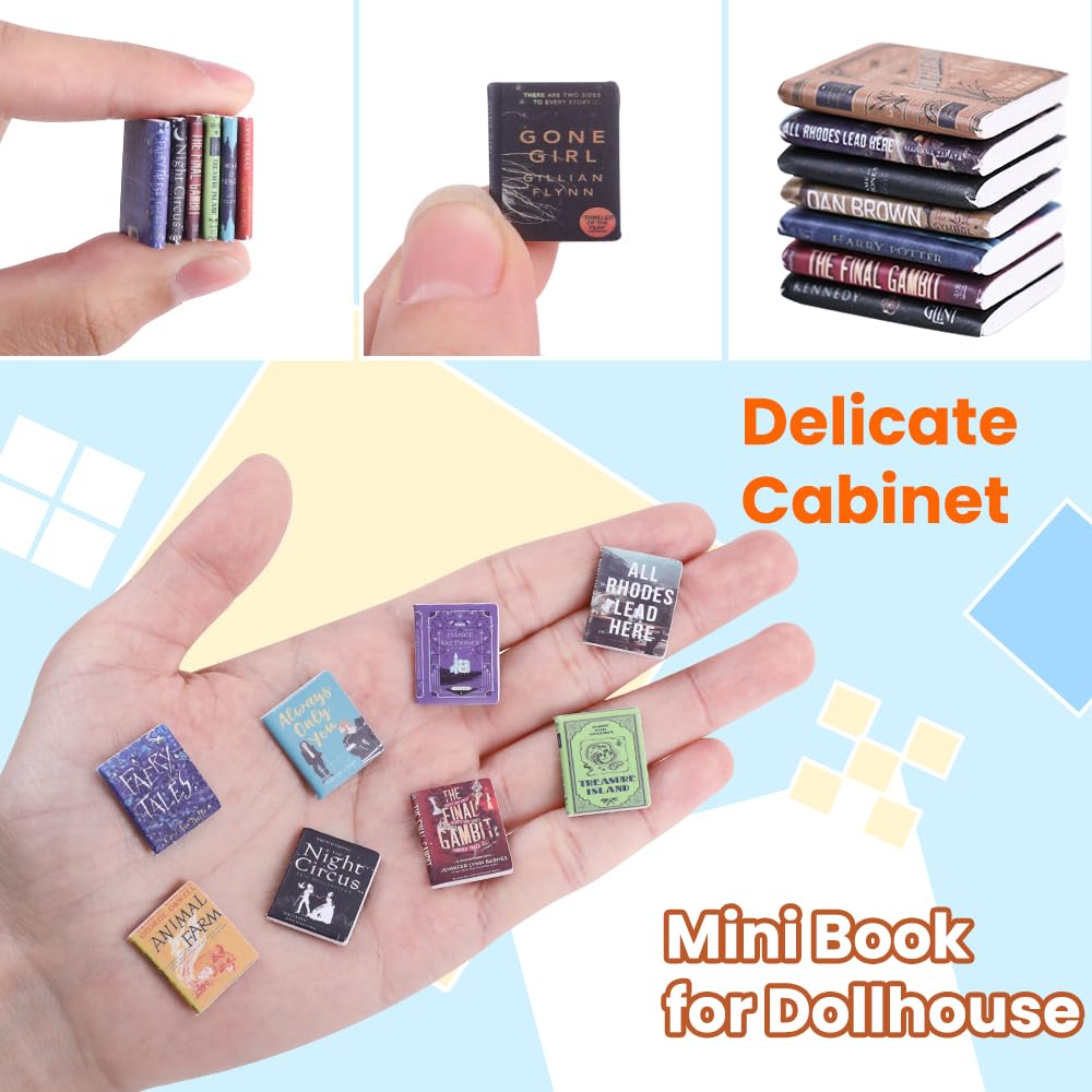 Diydec 300Pcs Mini Books Miniatures Dollhouse Books For Anxiety Bookshelf Tiny Plastic Books For Dollhouse Decor Accessories Diy