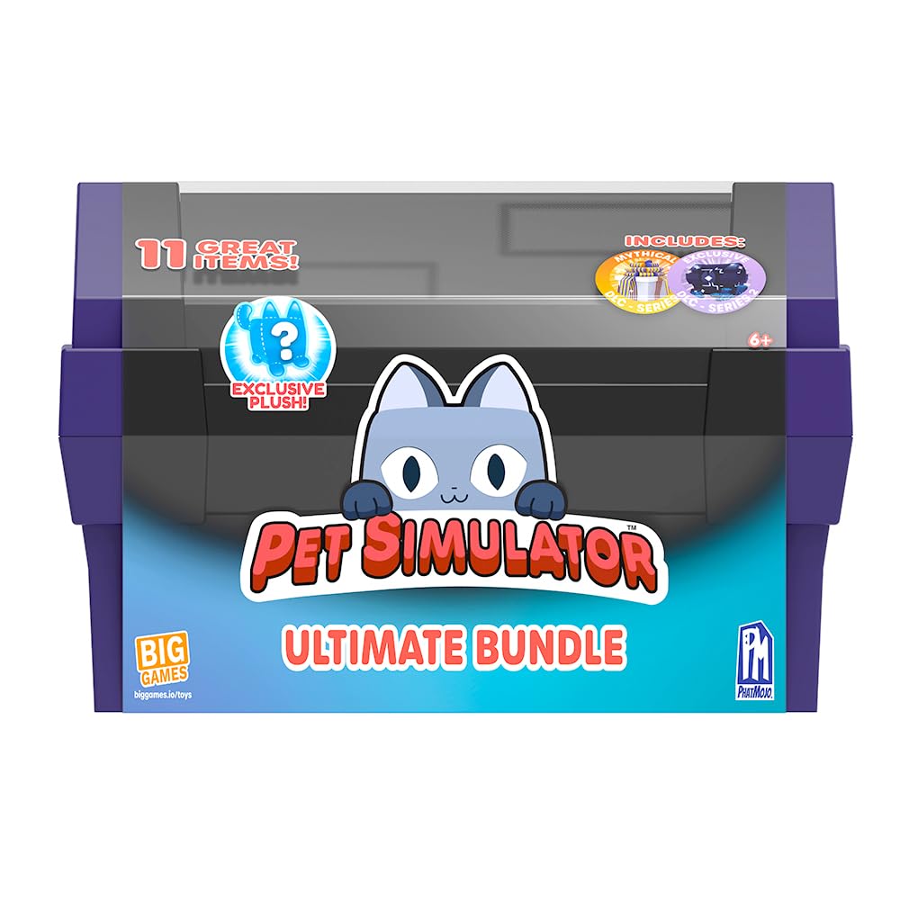 Pet Simulator Tech Treasure Chest Ultimate Bundle – 12" Black Plastic Chest, 11 Items, Model PS1820, Series 2, Includes DLC
