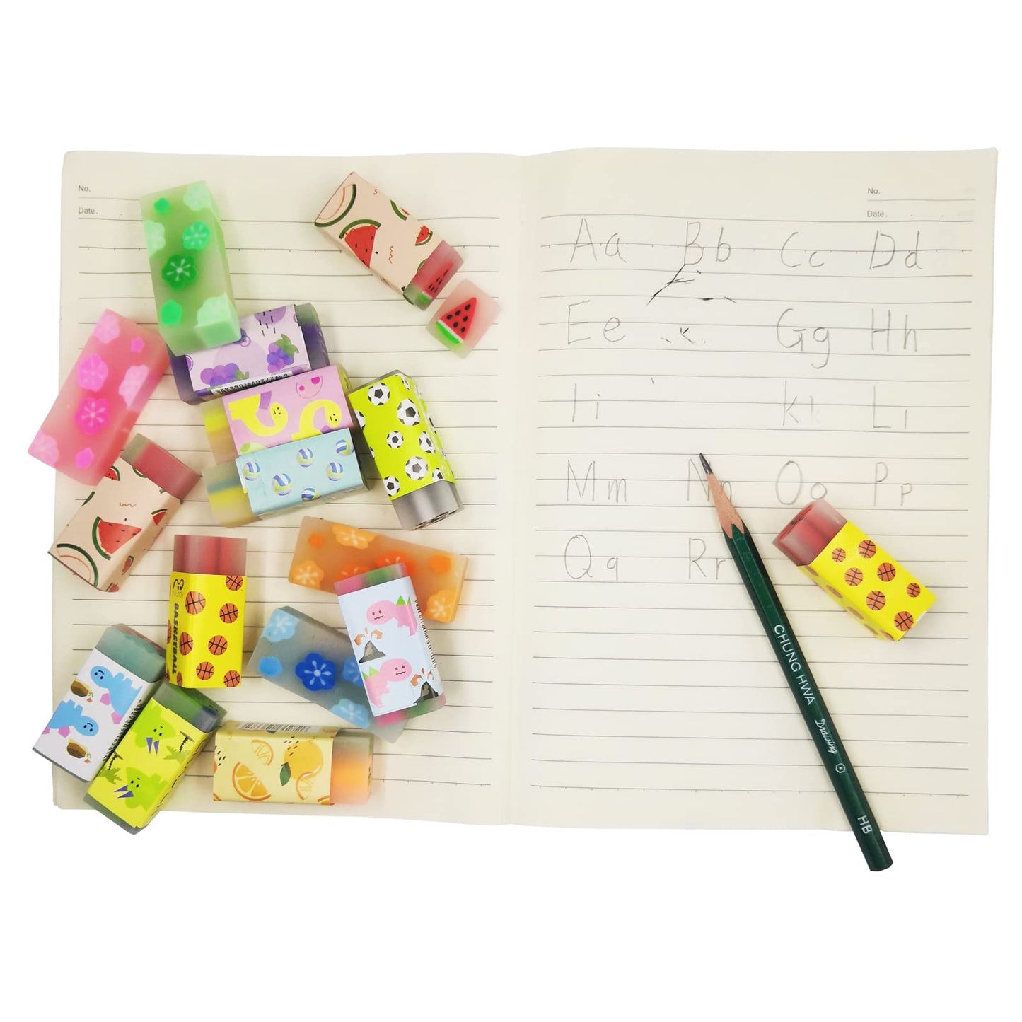 Cute Erasers For Kids Bulk 16 Pack Animal Food Fun Desk Pets Pencil Students School Supplies Prize Gifts Party Favors
