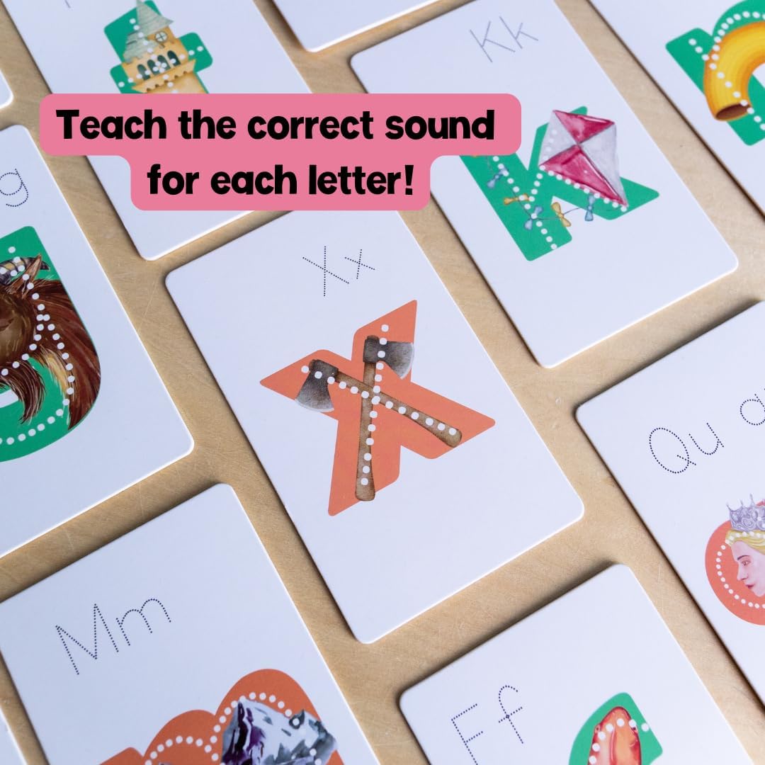 Letters Flash Cards Official Product | Learn Letter Sounds up to 2X Faster | Alphabet Flash Cards | Embedded Pictograph Mnemonic