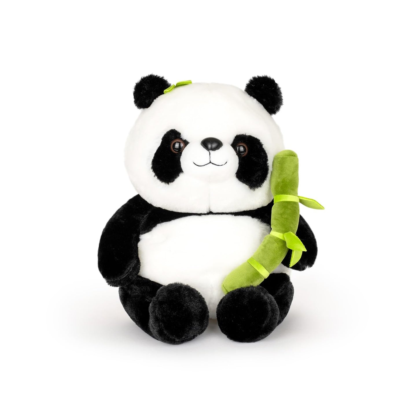 Wanwu World Panda Stuffed Animal 13.7'' Panda Bear Plush Toys With Bamboo Stuffed Plushies Cute Doll Gifts Black And White (13.7
