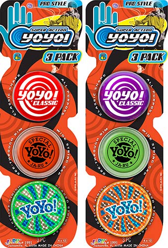 Yoyo Professional Bundle Yo-Yos Set By Ja-Ru (1 Pack Of 3) . Quality Fun Fidget Toys For Kids And Adults Yoyos For Kids Stoking Stuffers Filler Party Favors In Bulk 1991-1