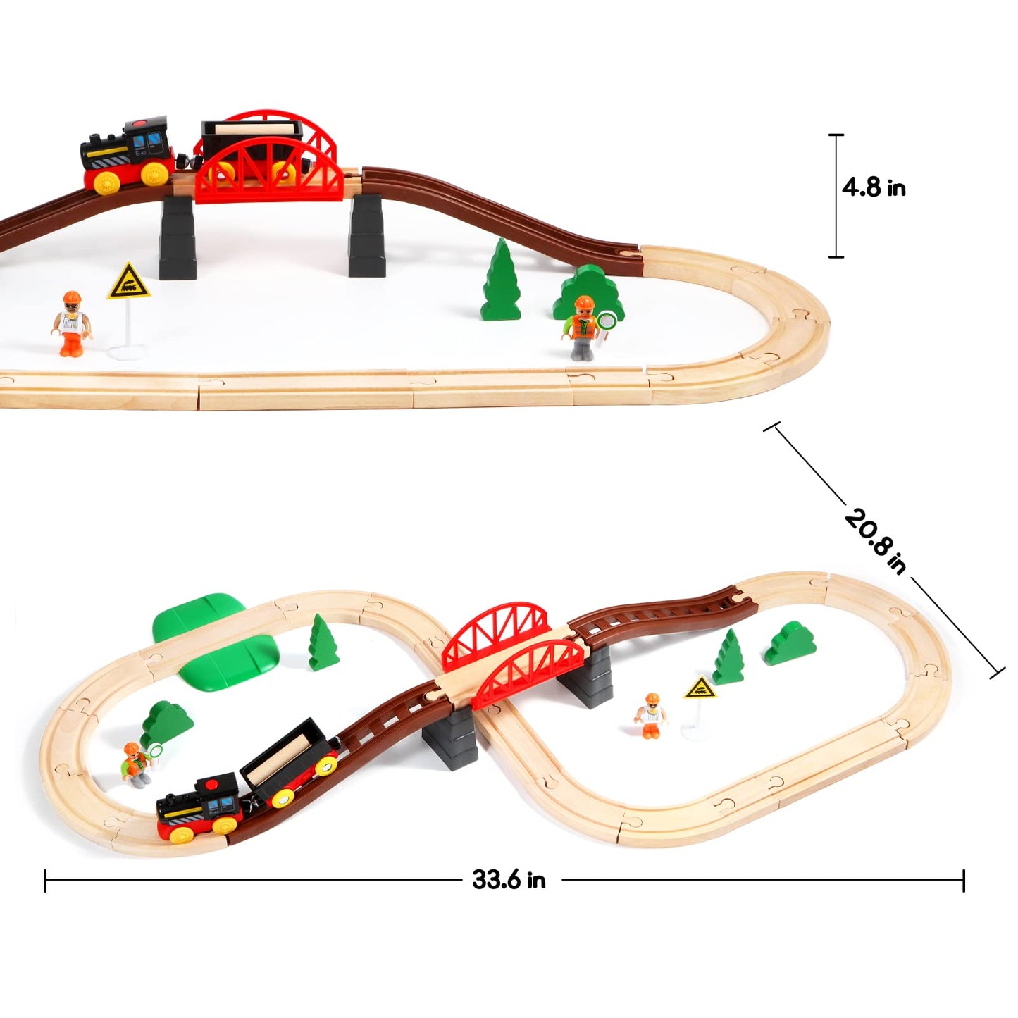 Asweets Wooden Train Set For Toddler,40 Piece With Train Track Electric Operated Fits Thomas,Brio,Melissa And Doug Magnet Batter