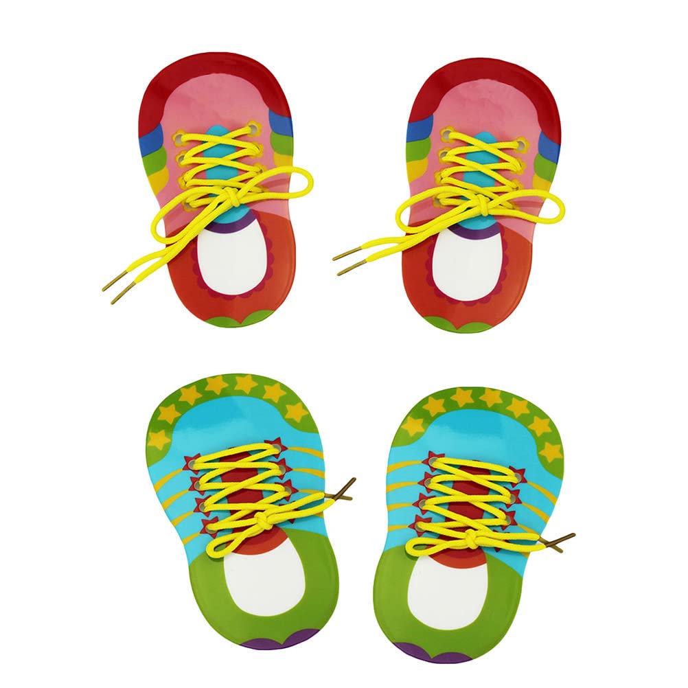 Nuobesty Learn To Tie Shoes Children Shoelace Threading Teaching Toys Early Educational Teaching Aids, 4 Pieces