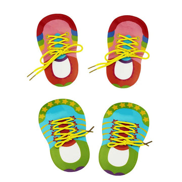 Nuobesty Learn To Tie Shoes Children Shoelace Threading Teaching Toys Early Educational Teaching Aids, 4 Pieces