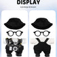 17cm Doll Clothes - 6-Piece Set  Hat + Overalls + Shirt + Camera + Glasses + Shoes  Cute and enhanced Dolls Outfit Accessories (Black)