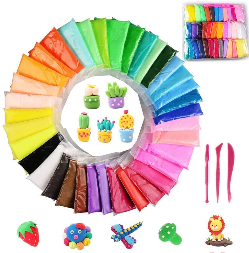 Firstly Traders 60 Pieces Air Drying Soft Modeling Clay With Modelling Tools/Fun & Creative Learning Activity Gift Toy Set For R