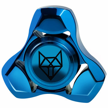 Freelove Metal Fidget Spinner, Stainless Steel Heavy, Long Spinning Toys, Cool Silent, Small Mini Fox Figette Spiner For Adults Men Anxiety, Quiet Bearing, Blue