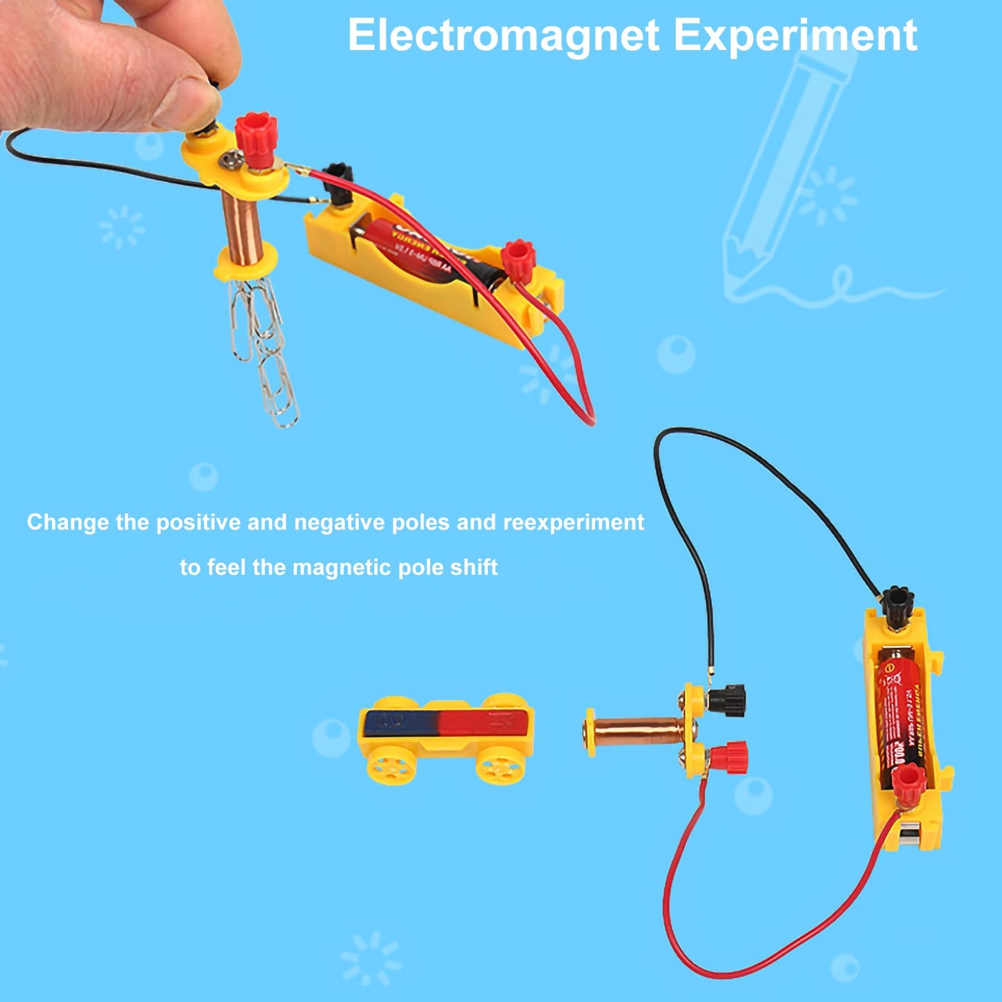 Exbepe Kids Magnet Kit Physics Science Electromagnet Experiment Set Educational And Birthday Gift For School Students