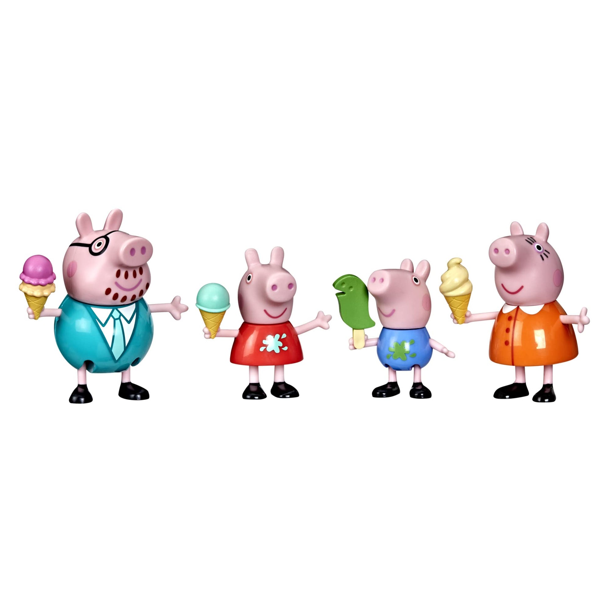 Peppa Pig Peppa'S Adventures Peppa'S Family Ice Cream Fun Figure 4-Pack Toy, 4 Family Figures With Frozen Treats, Ages 3 And Up