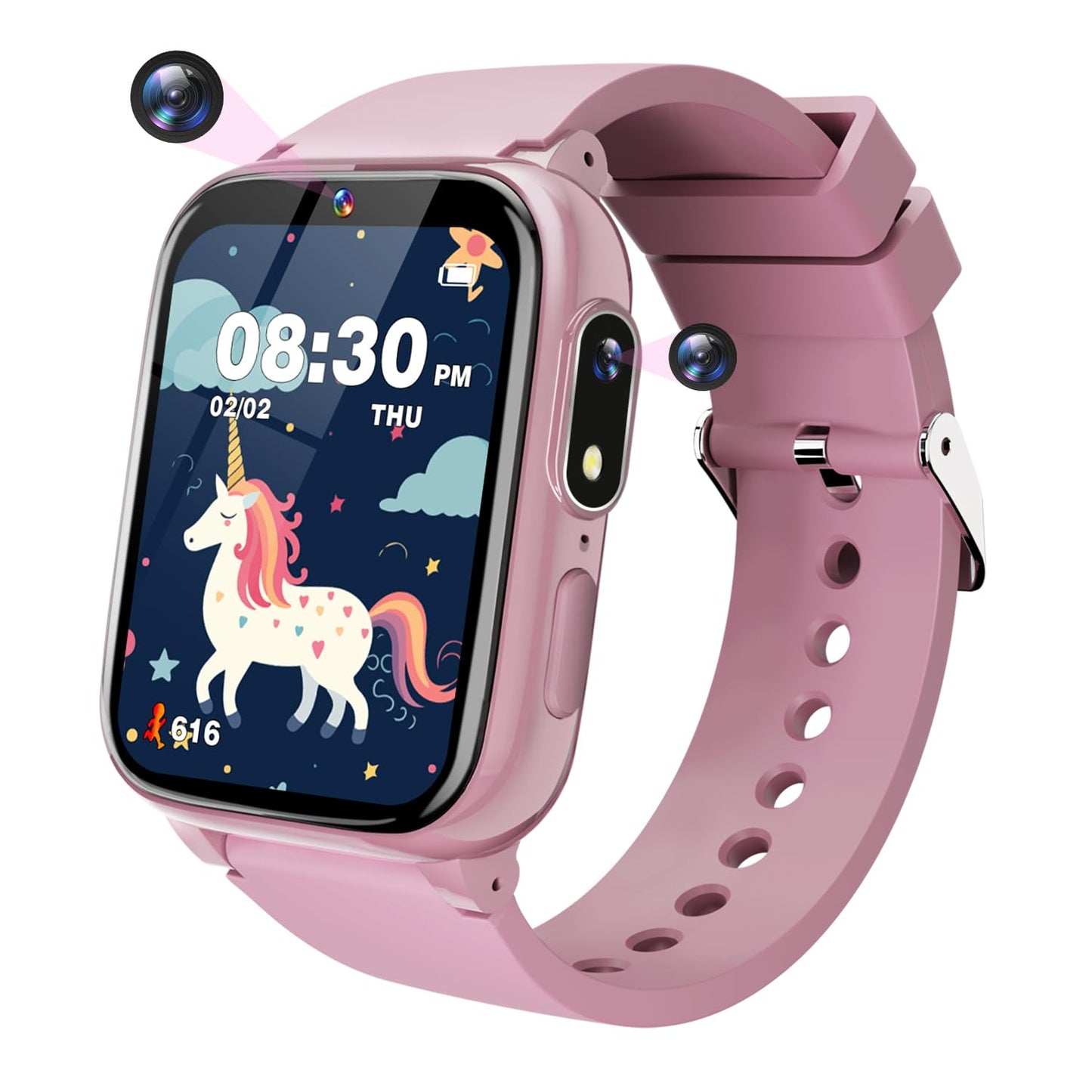 Sueseip Kids Smart Watches Girls Toys Age 6-8, Hd Touchscreen Dual Cameras Kids Watch For Girls Ages 8-10, Kids Toy With 26 Game