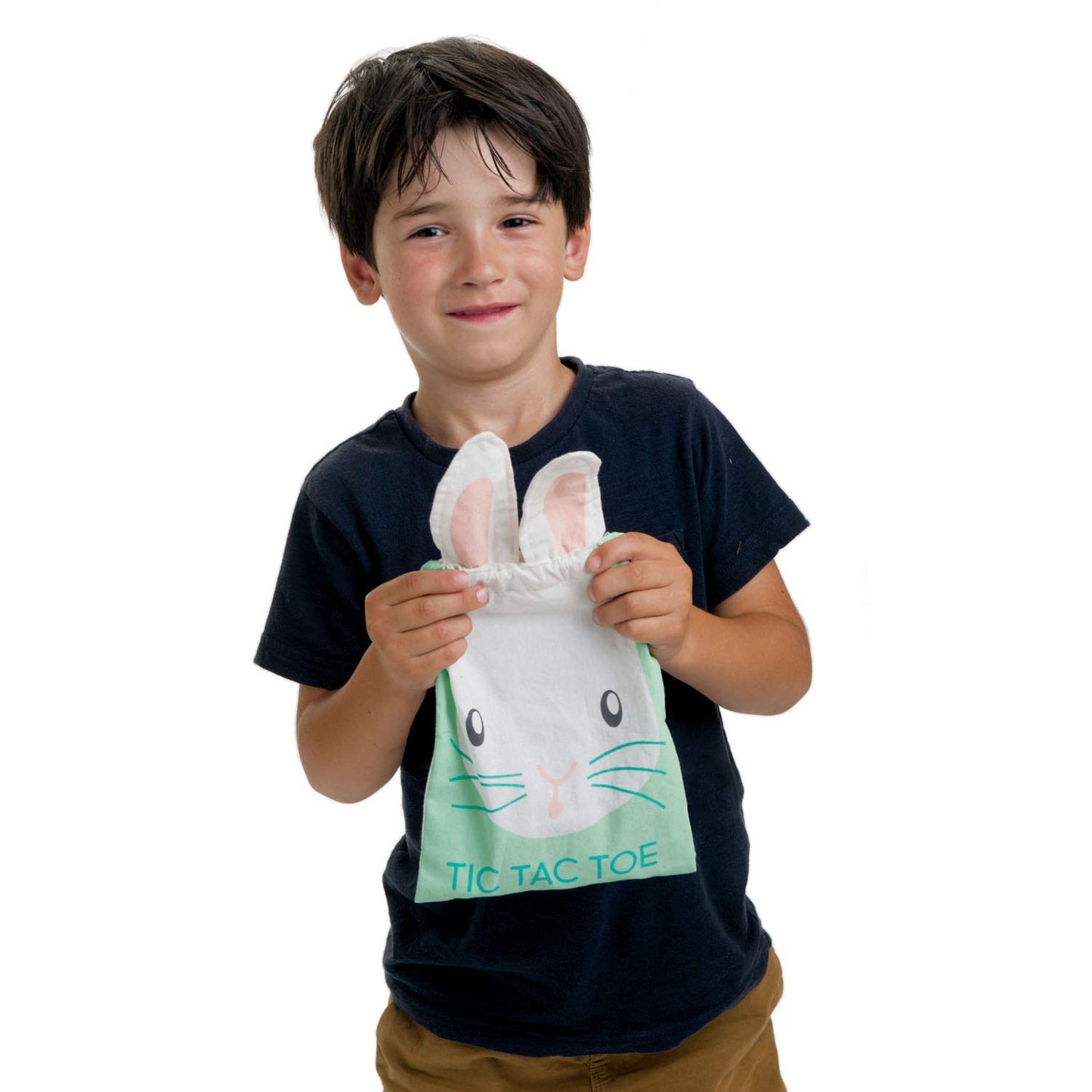 Tender Leaf Toys - Tic Tac Toe - Wooden Tic Tac Toe Game With Bunny Drawstring Bag - Travel Board Game For Kids And Adults - Age 3+