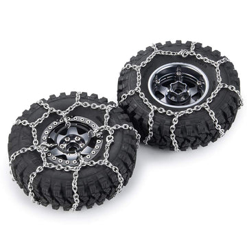 WEFEINO 4Pcs 1.9/2.2inch Wheel Tires Metal Snow Chains for 1/10 TRX-4 Axial SCX10 90046 RC Crawler Car (105MM)